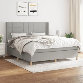 vidaXL Cama com molas/colchão 160x200 cm tecido cinzento-claro