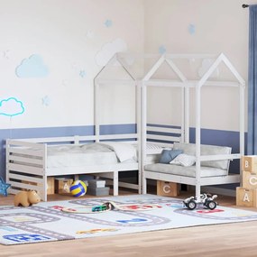 vidaXL Conj. sofá-cama e banco c/ telhado 90x190cm pinho maciço branco