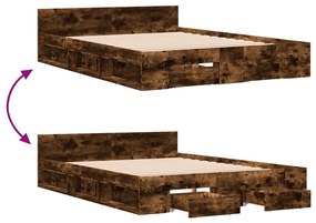 Estrutura de cama c/ gavetas derivados madeira carvalho fumado