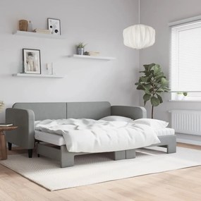 Sofá-cama c/ gavetão e colchões 90x190 cm tecido cinzento-claro