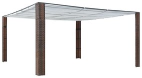 vidaXL Gazebo com teto em vime PE 400x400x200 cm castanho e creme
