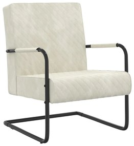Cadeira cantilever veludo branco nata