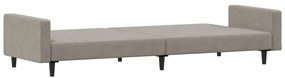 Sofá-cama de 2 lugares veludo cinzento-claro