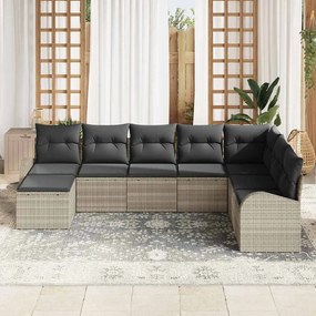 Conjunto de Sofás de Jardim vidaXL 8 Peças com Almofadas Cinza Claro R