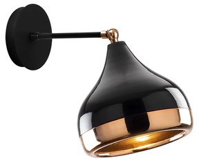 Candeeiro de Parede Yildo – Preto e Cobre – 17 x 28 cm