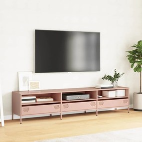 Móvel de TV 202x39x43,5 cm aço laminado a frio rosa