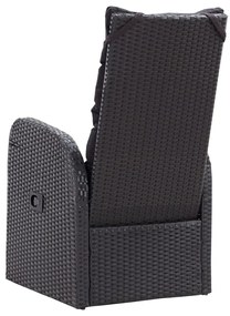 Cadeiras de jardim reclináveis c/ almofadões 2pcs vime PE preto