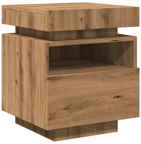 Mesa de cabeceira c/ LEDs 40x39x48,5 cm carvalho artisiano
