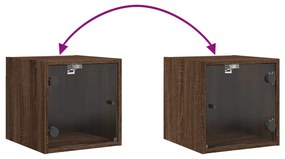 Mesas cabeceira portas vidro 2 pcs 35x37x35cm carvalho castanho