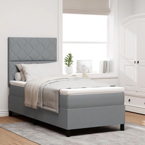 Cama Box Spring com Colchão Cinza Claro Solteiro Tecido