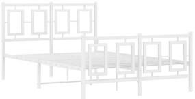 Estrutura de cama com cabeceira e pés 120x200 cm metal branco