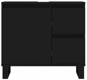 Armário de casa de banho 65x33x60cm derivados de madeira preto