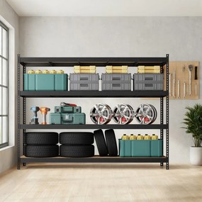 Estante de chão com 4 prateleiras, 60 x 200 x 183 cm, garagem, arrumos Preta