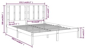 Estrutura de cama king 150x200 cm madeira maciça