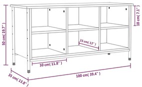 Sapateira 100x35x50 cm derivados de madeira cinzento sonoma