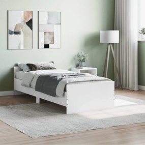 vidaXL Estrutura cama solteiro 75x190 cm derivados de madeira branco