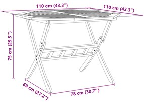 Mesa de jardim dobrável Ø110x75 cm madeira de acácia maciça