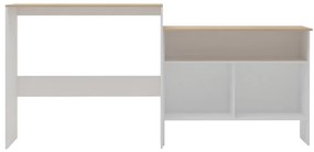 Mesa de bar com 2 tampos 130x40x120 cm branco e carvalho