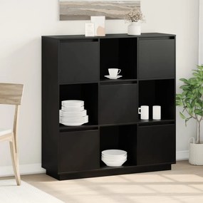 vidaXL Aparador alto 110,5x35x117 cm pinho maciço preto