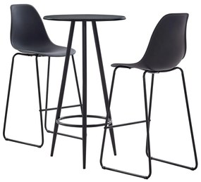3 pcs conjunto de bar plástico preto