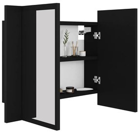 Armário espelhado casa banho c/ LED 60x12x45 cm acrílico preto