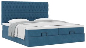 Estrutura cama otomana colchões 180x200 cm veludo azul escuro