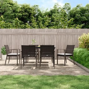 vidaXL 7 pcs conjunto de jantar p/ jardim c/ almofadões vime PE e aço