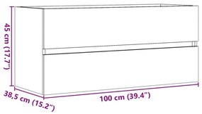 Armário lavatório 100x38,5x45 cm contraplacado cinzento cimento