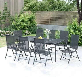vidaXL 9 pcs conjunto de jantar para jardim aço antracite
