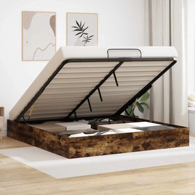 vidaXL Estrutura de Cama Ottoman Carvalho Defumado 193 x 120 x 25 cm