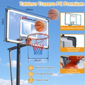 Cesto de basquetebol portátil para exterior com altura ajustável (1,7-3 m), base recheável e rodas, para crianças e adultos, para uso interior e exter