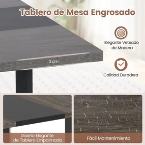 Mesa de reuniões quadrada 100 x 100 x 75 cm com tampo espesso para sala de reuniões para 4 pessoas, cinzenta e preto