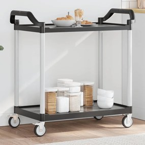 vidaXL Carrinho c/ 2 prateleiras 99x50x97 cm alumínio preto