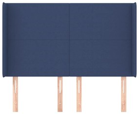 Cabeceira de cama c/ abas tecido 147x16x118/128 cm azul