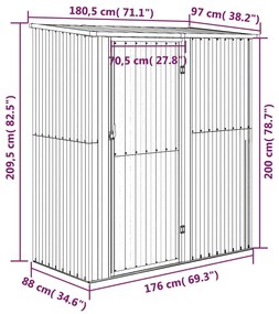 Abrigo de jardim 180,5x97x209,5 cm aço galvanizado verde