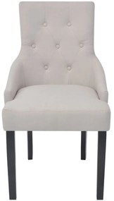 Cadeiras de jantar 2 pcs tecido cinzento creme