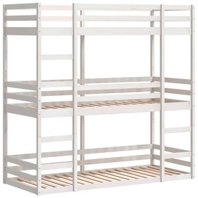 Beliche triplo 90x190 cm madeira de pinho maciça branco