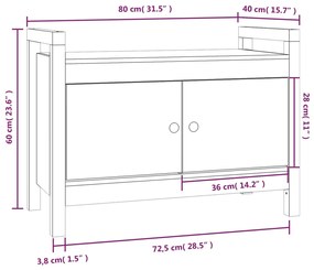Banco de corredor 80x40x60 cm pinho maciço castanho mel
