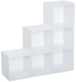 HOMCOM Estante em Forma de Escada Estante de Armazenamento com 6 Cubos Estante de Exposição 91,5x29,5x91,5cm Branco | Aosom Portugal