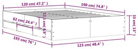 Estrutura de cama c/ gavetas derivados de madeira cinza-cimento