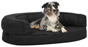 Cama para cães ergonómica 75x53 cm aspeto linho pelúcia preto