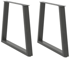 Pés para mesa de jantar em V, 2 peças, antracite, 70x(72-73,3) cm, aço