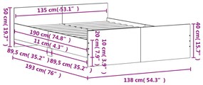 Estrutura de Cama Moona - 135x190 cm - Cinzento - Design Moderno