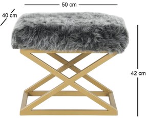 Pouffe Capraz – Dourado e Cinzento – 50x42x40 cm