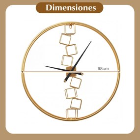 Relógio de parede grande em metal, 68 cm, estilo nórdico, elegante, silencioso, a pilhas, decoração para sala, quarto e cozinha