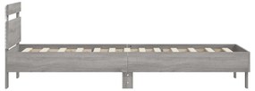 Estrutura de cama c/ cabeceira/luzes LED 90x200 cm cinza sonoma