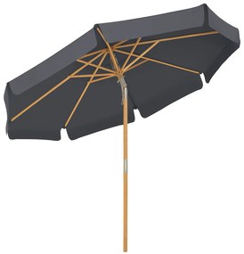 Guarda-sol de jardim SONGMICS de 3 m, octogonal, com proteção solar, haste e nervuras de madeira, mecanismo de inclinação, base não incluída, para varanda, terraço, jardim, área externa, cinza GPU32GY