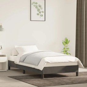 Estrutura de cama sem colchão 90x190 cm veludo cinzento-escuro