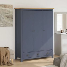 vidaXL Roupeiro 3 portas Hill 127x50x170cm pinho maciço cinzento