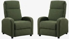 Pack De 2 Poltronas Reclináveis Estofadas Libuliana Bouclé Verde Army - Sklum